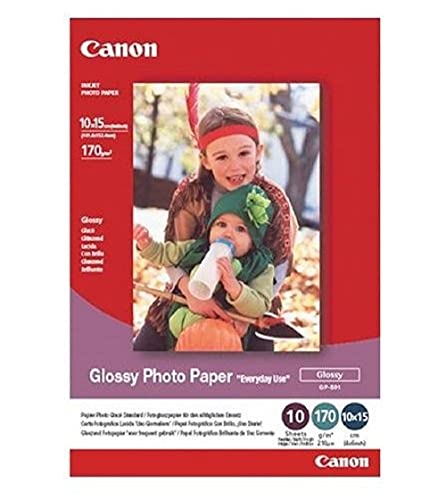 Canon Fotopapier GP-501 glänzend weiß - 10x15 cm 10 Blatt für Tintenstrahldrucker - PIXMA Drucker (210 g/qm) von Canon