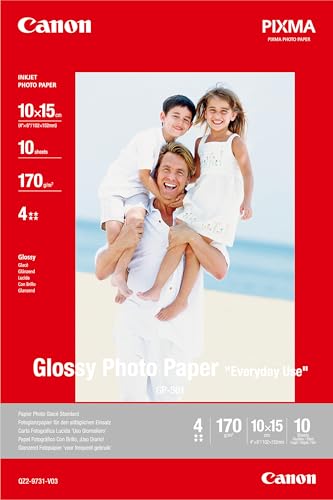 Canon Fotopapier GP-501 glänzend weiß - 10x15 cm 10 Blatt für Tintenstrahldrucker - PIXMA Drucker (210 g/qm) von Canon