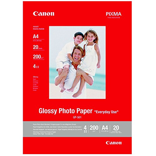 Canon Fotopapier GP-501 glänzend weiß - DIN A4 100 Blatt für Tintenstrahldrucker – PIXMA Drucker (200 g/qm) von Canon