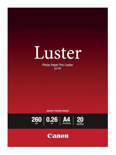 Canon Fotopapier Luster glänzend weiß - (DIN A4 20 Blatt) für Tintenstrahldrucker - PIXMA Drucker 21x29,7 cm (260 g/qm) LU-101A4 von Canon