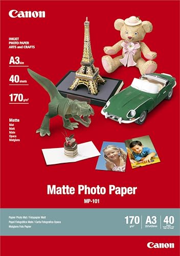 Canon Fotopapier MP-101 matt weiß - (DIN A3 40 Blatt) für Tintenstrahldrucker - PIXMA Drucker (170 g/qm) von Canon