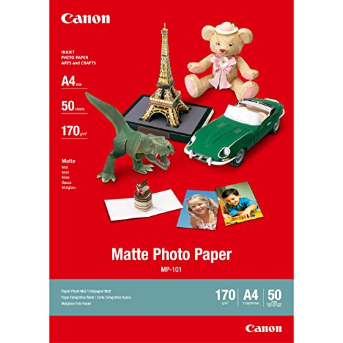 Canon Fotopapier MP-101 matt weiß - (DIN A4 5 Blatt) für Tintenstrahldrucker - PIXMA Drucker (170 g/qm) 1955977 von Canon