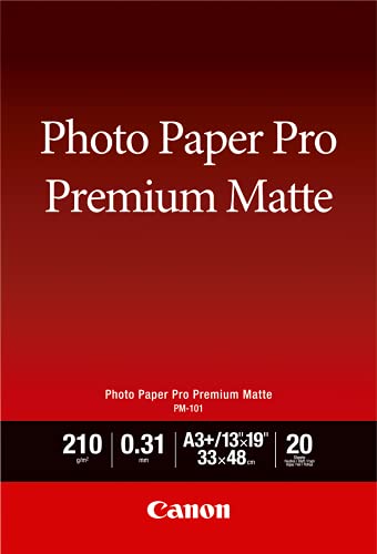 Canon Fotopapier PM-101 Premium matt - DIN A3+, 20 Blatt (210 g/qm) für Tintenstrahldrucker von Canon