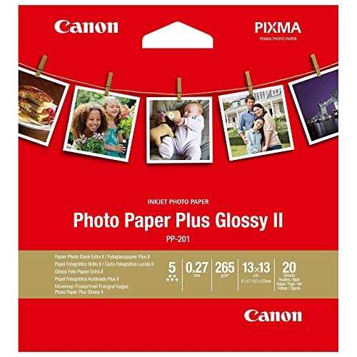 Canon 2311B060 Fotopapier PP 201 glänzend für Tintenstrahldrucker Pixma Drucker, Weiß, 265 g/qm, 13x13 cm, 20 Blatt von Canon