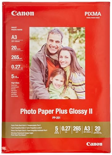 Canon Fotopapier PP-201 Glänzend - DIN A3 20 Blatt Für Tintenstrahldrucker - PIXMA Drucker (265 G/qm) von Canon
