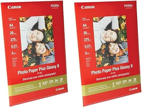 Canon Fotopapier PP-201 glänzend weiß - DIN A4 20 Blatt für Tintenstrahldrucker - PIXMA Drucker (265 g/qm) 2311B019 (Packung mit 2) von Canon