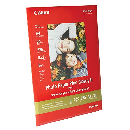 Canon Fotopapier PP-201 glänzend weiß - DIN A4 20 Blatt für Tintenstrahldrucker - PIXMA Drucker (265 g/qm) 2311B019 von Canon