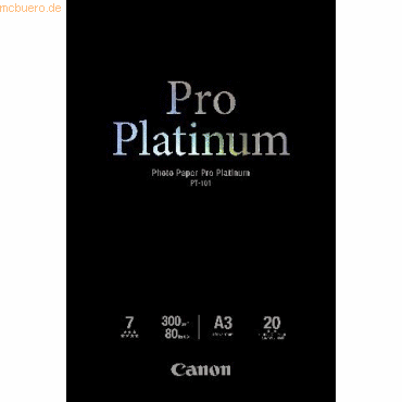 Canon Fotopapier PT101 Platinum A3 300g/qm hochlänzend VE=20 Blatt von Canon