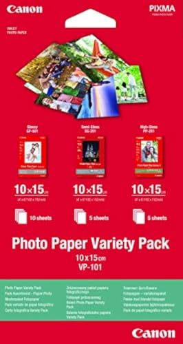 Canon Fotopapier VP-101 Musterpaket Postkarte 10 x 15 cm und DIN A4, 20 Blatt, für Tintenstrahldrucker Canon Fotopapier VP-101 Musterpaket Postkarte 10 x 15 cm und DIN A4, 20 Blatt, für Tintenstrahldrucker von Canon