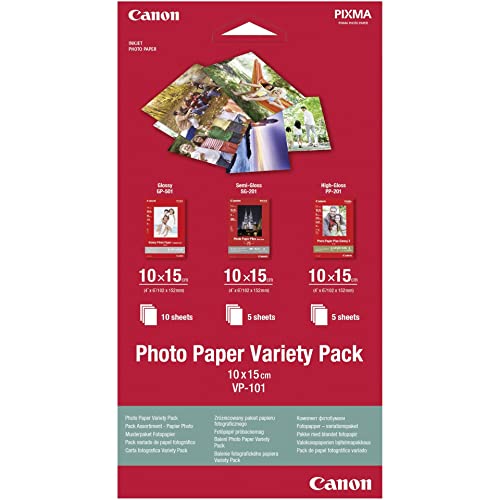 Canon Fotopapier VP-101 Musterpaket Postkarte - 10x15cm, 20 Blatt für Tintenstrahldrucker von Canon