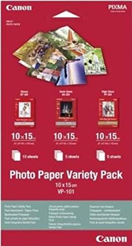 Canon Fotopapier VP-101 Musterpaket Postkarte - 10x15cm, 20 Blatt für Tintenstrahldrucker von Canon