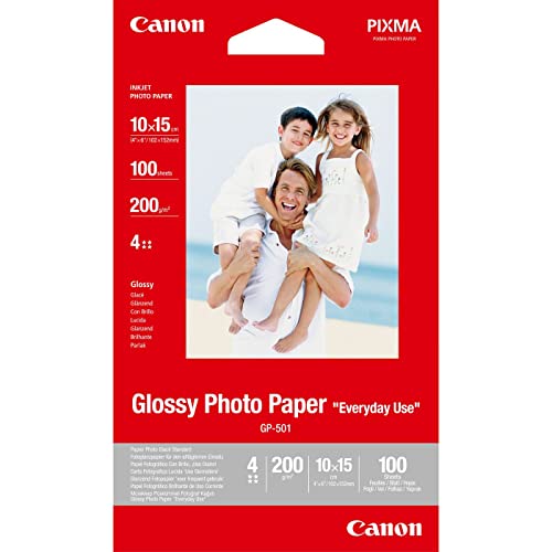 Canon GP-501 Everyday Use Photo Paper, Glossy, 200 g/m2, 10 x 15 cm (4 x 6in), 100 Sheets - 0775B003 von Canon