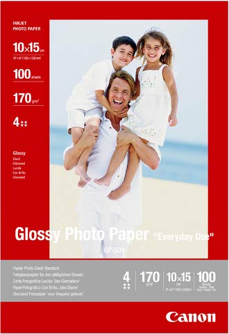 Canon Inkjetpapier GP-501, 10 x 15 cm, 170 g/m², weiß, glänzend (100 Blatt), Sie erhalten 1 Packung á 100 Blatt von Canon
