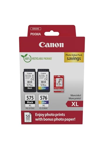 Canon Originaltinte PG-560XL / CL-561XL (2 Tintenpatronen; Schwarz+Farbe) - Photo Value Pack (inkl. Canon Fotopapier GP-501 50 Blatt 10x15cm) von Canon