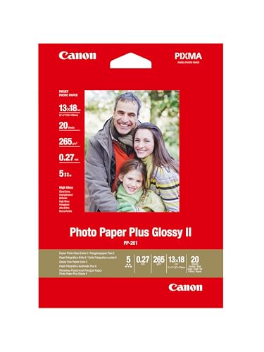 Canon PP-201 Plus II Photo Paper, Glossy, 265 g/m2, 13 x 18 cm (5 x 7in), 20 Sheets - 2311B018 von Canon