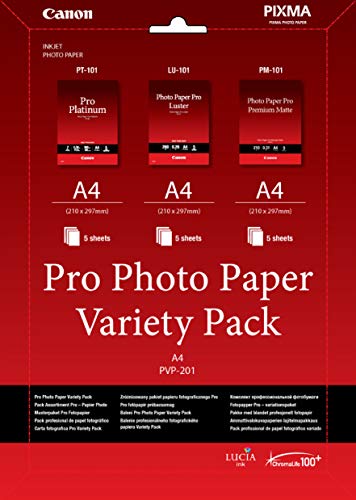 Canon Professionelles Fotopapier PVP-201 Musterpaket DIN A4, 15 Blatt für Tintenstrahldrucker von Canon