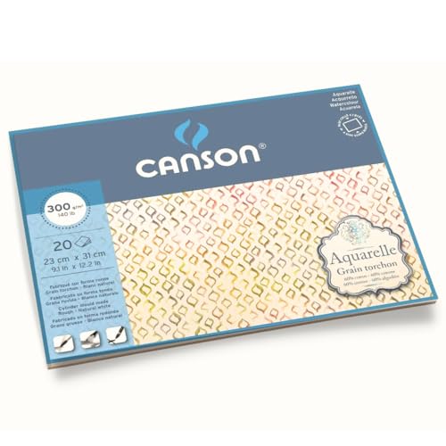 Canson Aquarelle Canson Block rundumgeleimt, 23 x 31 cm, 20 Blatt, 300 g/m², Grobkorn von Canson