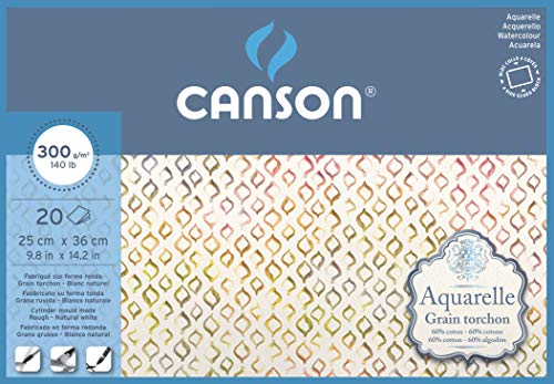 Canson Aquarelle Canson Block rundumgeleimt, 25 x 36 cm, 20 Blatt, 300 g/m², Grobkorn Canson Aquarelle Canson Block rundumgeleimt, 25 x 36 cm, 20 Blatt, 300 g/m², Grobkorn von Canson