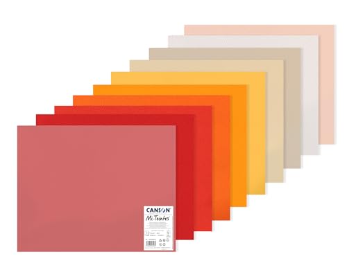 CANSON Mi-Teintes farbiges Zeichnen, 160 g/m², 50 x 65 cm, doppelseitig: Wabenmuster und feine Körnung, 10 warme Farbtöne, ideal für professionelle Künstler und Illustratoren von Canson