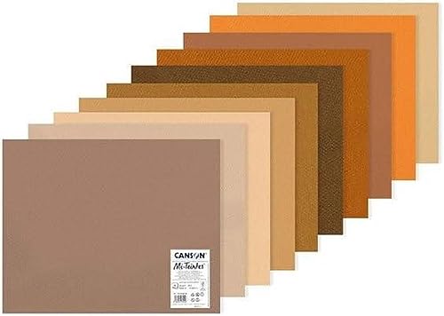 CANSON Mi-Teintes Farbige Zeichnung, 160 g/m², 50 x 65 cm, doppelseitig: Wabenmuster und feine Körnung, 10 Brauntöne, ideal für professionelle Künstler und Illustratoren von Canson
