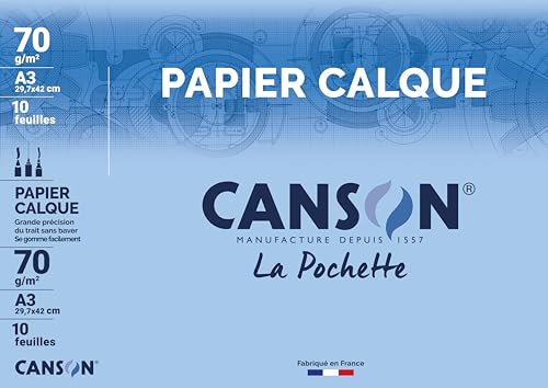 CANSON 200017151 Transparentpapier, satiniert, DIN A3, 70/75 g/qm von Canson