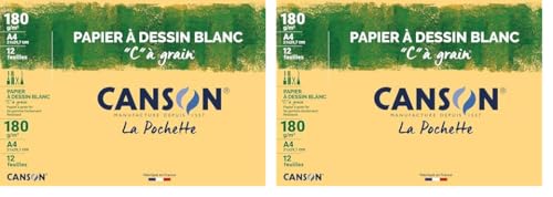 CANSON 200027107 Zeichenpapier, DIN A4, 180 g/qm (Packung mit 2) von Canson