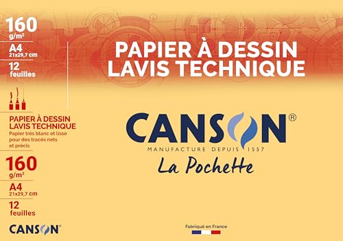 CANSON 200037104 technisches Zeichenpapier, DIN A4, 160 g/qm, weiß von Canson