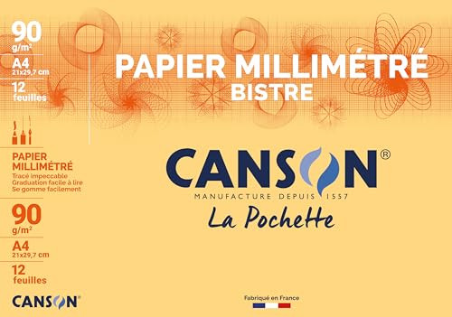 CANSON 200067115 Millimeterpapier, DIN A4, 90 g/qm, dunkelbraun von Canson