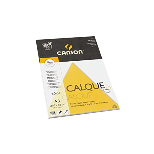 CANSON 200757244 Transparentpapierblock, DIN A3, 70 g/qm, 50 Blatt von Canson