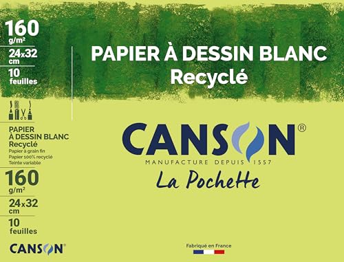 CANSON 200777100 Zeichenpapier Recycling, 160 g/qm weiß von Canson