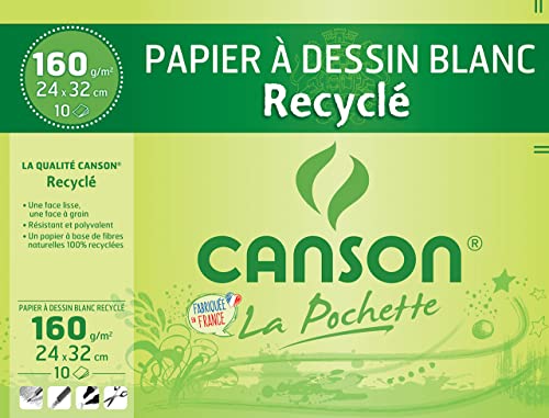 CANSON 200777100 Zeichenpapier Recycling, 160 g/qm weiß von Canson