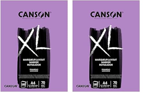 CANSON 297236 XL® Marker, Markerblock, DIN A4, 100 Blatt, 70 g/m² (Packung mit 2) von Canson