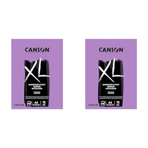 CANSON 297236 XL® Marker, Markerblock, DIN A4, 100 Blatt, 70 g/m² (Packung mit 2) von Canson
