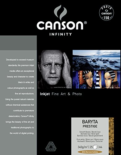 CANSON – 400083831 – Infinity Baryta Prestige – Fotopapier – Papier 25 Blatt – 340 g 21 x 29,7 cm, weiß von Canson