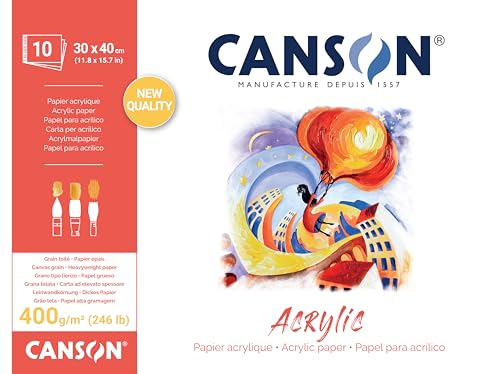 CANSON Acryl-Papier, 400 g/m², Blatt, 30 x 40 cm, Naturweiß, 10 Blatt von Canson