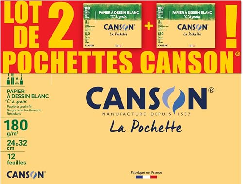 CANSON C à Grain – Set mit 2 Hüllen, 12 Blatt, Zeichenpapier, weiß, 24 x 32 cm, 180 g/m² CANSON C à Grain – Set mit 2 Hüllen, 12 Blatt, Zeichenpapier, weiß, 24 x 32 cm, 180 g/m² von Canson