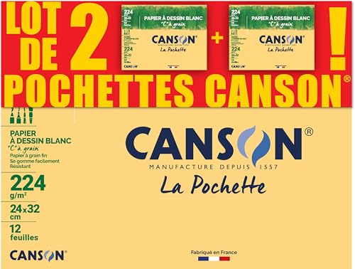 CANSON C à Grain – Set mit 2 Hüllen, 12 Blatt, Zeichenpapier, weiß, 24 x 32 cm, 224 g/m² CANSON C à Grain – Set mit 2 Hüllen, 12 Blatt, Zeichenpapier, weiß, 24 x 32 cm, 224 g/m² von Canson