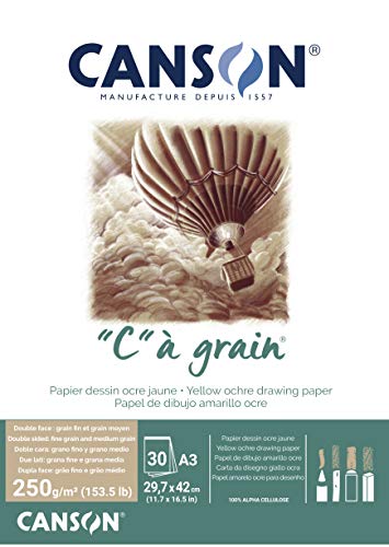 CANSON "C" à grain Block, DIN A3, 30 Blatt, 250 g/m², Ockergelb-meliert, leicht gekörnt CANSON "C" à grain Block, DIN A3, 30 Blatt, 250 g/m², Ockergelb-meliert, leicht gekörnt von Canson