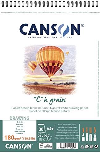 Canson 400060604 "C" a grain-leicht gekörnt Zeichenpapier, 180 g/qm, A4+, 30 Blatt pro Block "Spirale an der kurzen Seite", 210 x 322 mm, weiß Canson 400060604 "C" a grain-leicht gekörnt Zeichenpapier, 180 g/qm, A4+, 30 Blatt pro Block "Spirale an der kurzen Seite", 210 x 322 mm, weiß von Canson
