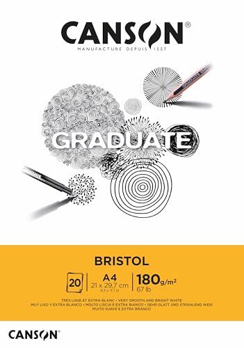 CANSON Graduate - C400110383 Bristol Block, DIN A4, 20 Blatt, 180 g/m² von Canson