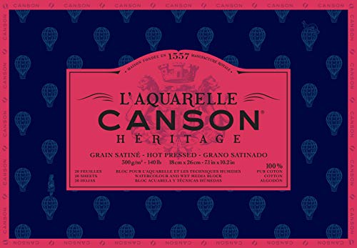 CANSON Héritage Aquarellblock, 18 x 26 cm, 20 Blatt, 300 g/m², seidenmatt CANSON Héritage Aquarellblock, 18 x 26 cm, 20 Blatt, 300 g/m², seidenmatt von Canson
