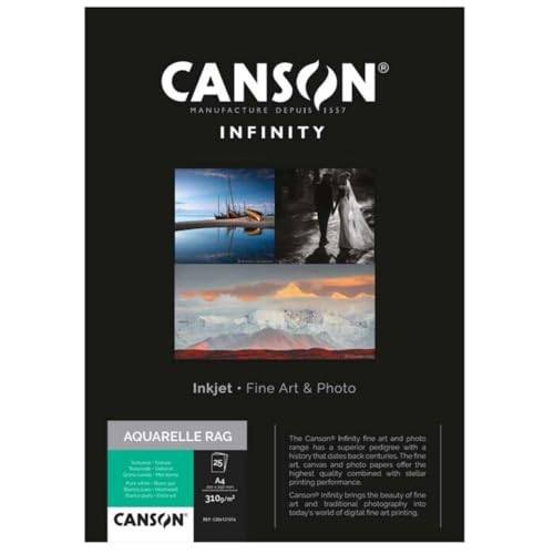 CANSON - Infinity InkJet FineArt Fotopapier ARCHES AQUARELLE RAG A3 - 25 Blatt 310g/qm, A3 29,7x42 cm von Canson