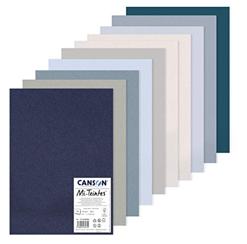 CANSON Mi-Teintes, farbiges Zeichenpapier, zweiseitig: Bienenwaben-Struktur und feine Körnung, 160 g/m², DIN A3, 29,7 x 42 cm, 10 kühle Töne, Packung, 10 Bögen CANSON Mi-Teintes, farbiges Zeichenpapier, zweiseitig: Bienenwaben-Struktur und feine Körnung, 160 g/m², DIN A3, 29,7 x 42 cm, 10 kühle Töne, Packung, 10 Bögen von Canson