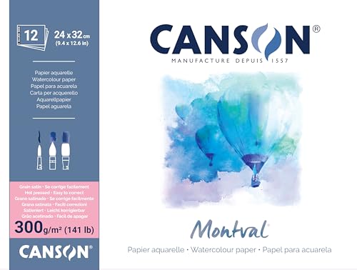 CANSON Montval Aquarellpapier, einseitig geleimter Block, Satin, 300 g/m², 12 Blatt, 24 x 32 cm CANSON Montval Aquarellpapier, einseitig geleimter Block, Satin, 300 g/m², 12 Blatt, 24 x 32 cm von Canson