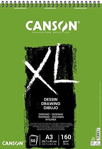 CANSON XL® Dessin Zeichenblock, DIN A3, 50 Blatt, 160 g/m² von Canson