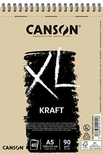 CANSON XL® Kraft, Zeichenblock, DIN A5, 40 Blatt, 90 g/m² von Canson