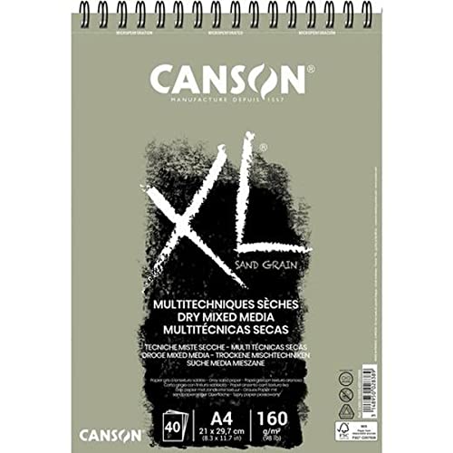 CANSON XL® Sand Grain, graufarbiger Zeichenblock mit sandpapierartiger Oberfläche, DIN A4, 40 Blatt, 160 g/m² von Canson