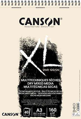 CANSON XL® Sand Grain, naturfarbener Zeichenblock mit sandpapierartiger Oberfläche, DIN A3, 40 Blatt, 160 g/m² von Canson