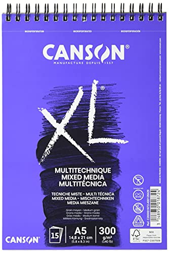 CANSON XL Mix-Media Block, DIN A5, 15 Blatt, 300 g/m² von Canson