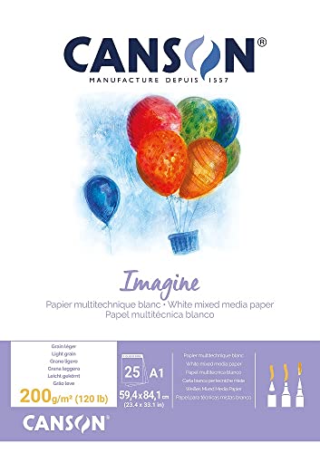 Canson 200005969 Imagine Mix-Media Papier, A1, rein weiß von Canson